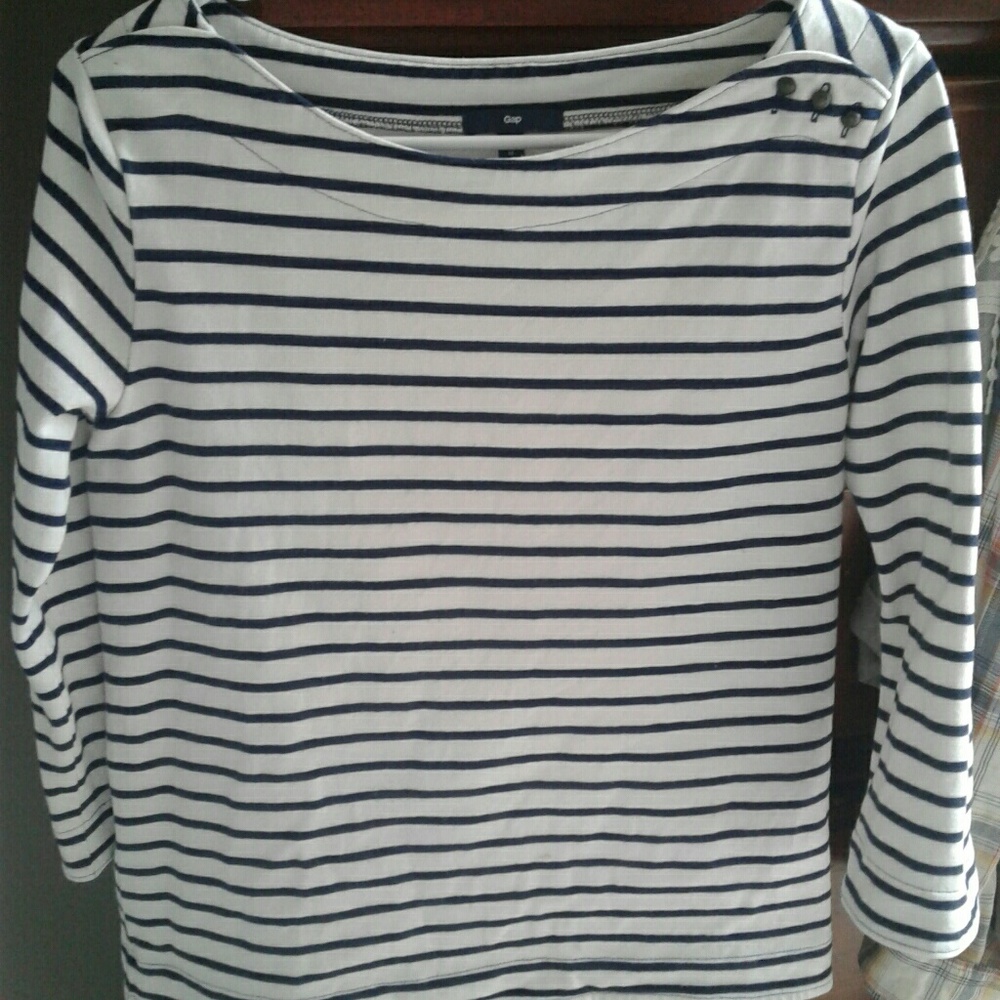 Navy and white striped top